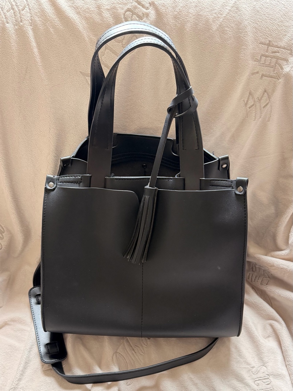 Anthropologie Melie Bianco Vegan Leather Black Large Bag